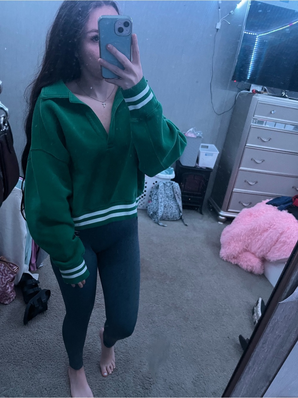 Mi Teal Crewneck Sweatshirt with Light Blue Tag